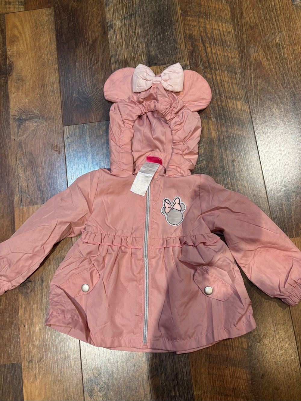 Disney Minnie Mouse pink hooded windbreaker jacket size 2T